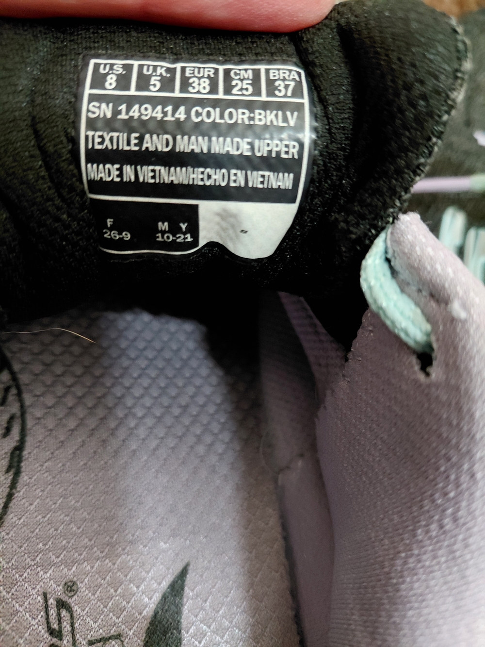 Skechers Women’s Black Athletic Sneakers with Mint Laces and Lavender Accents - Picture 6 of 6